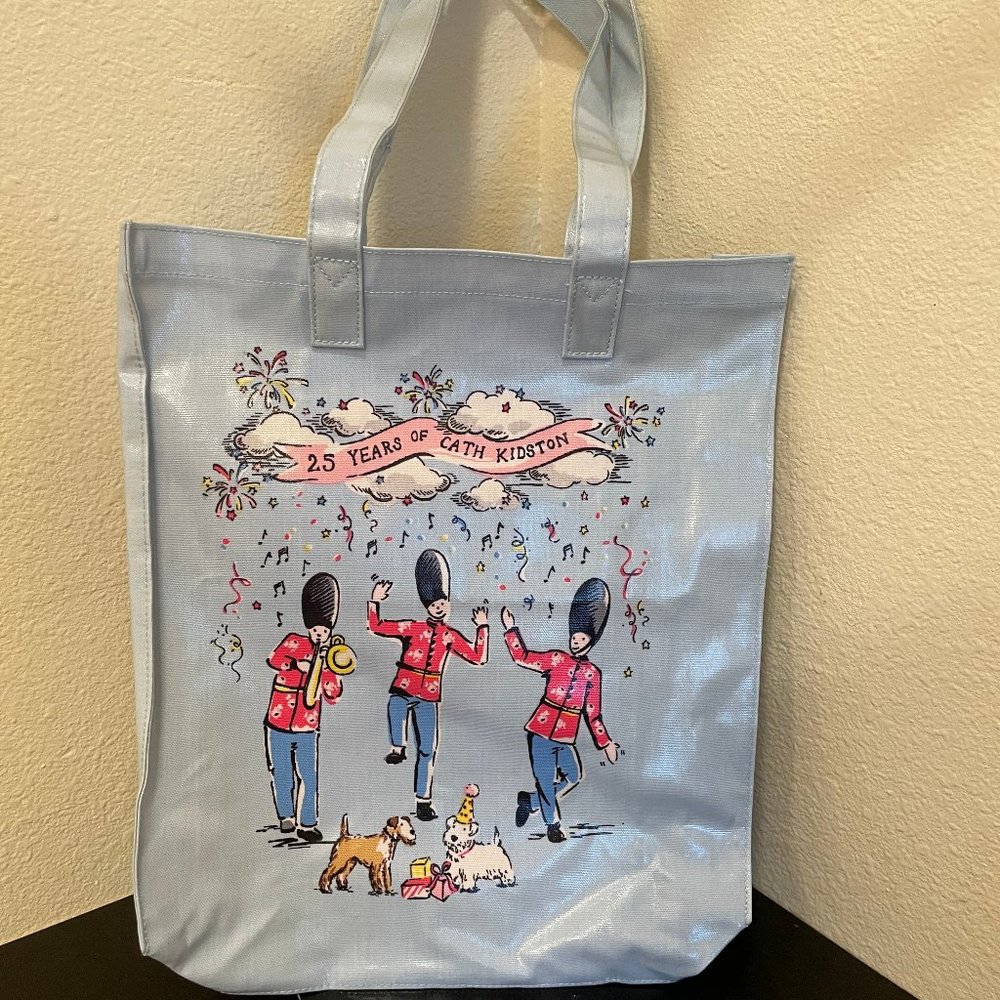 NWOT!! Cath Kidston, 25 Years Anniversary Oilcloth Baby Blue Large Bookbag